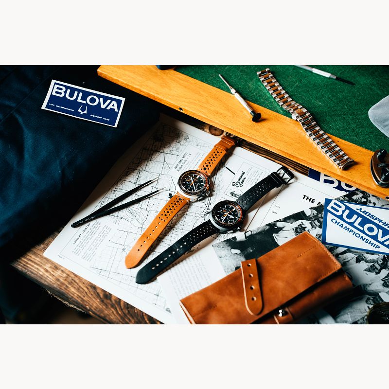 Black Dial Leather Strap Racer Chronograph 98B427 | Bulova Black Dial Leather Strap Racer Chronograph 98B427 | Bulova